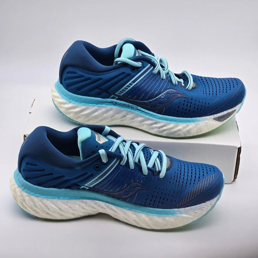 Saucony‎ Triumph 17 Running Shoes Womens 5 Blue Aqua S10546-25 PWRRUN+ FORMFIT